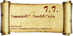 Tamaskó Teofánia névjegykártya